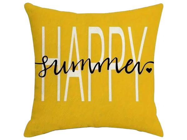 Set van 4 kussenhoezen mosterdgeel bloem en tekst 40x40cm