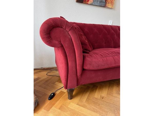Drie-zits bank Bordeaux rood Chesterfield