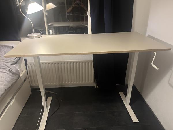 IKEA TROTTEN Bureau zit/sta, wit, 160x80 cm