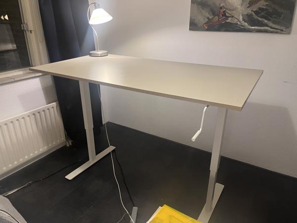 IKEA TROTTEN Bureau zit/sta, wit, 160x80 cm