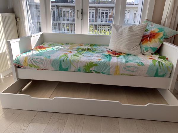 Bedombouw WIT 90x200 met lade voor extra matras