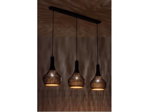 Industriële hanglamp met drie kappen van metaal