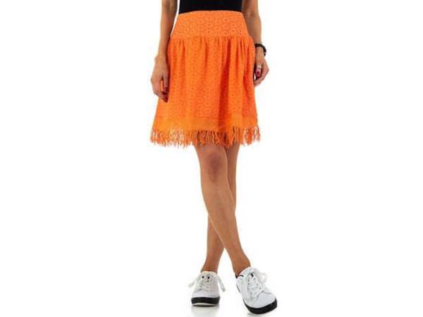 Drole de Copine rok gaatjes patroon oranje M/L 38/40