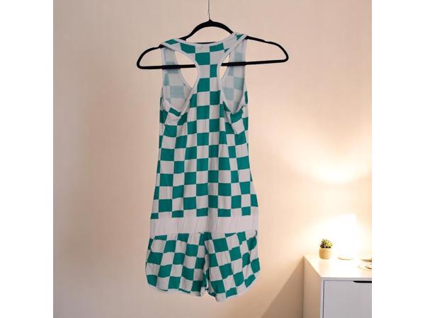 Playsuit groen wit geblokt S