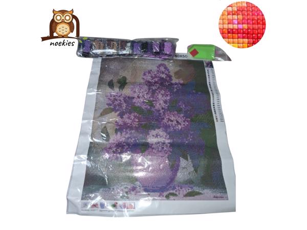 nr 11 Diamond Painting bloemen lila paars 50x40cm (vierkant)