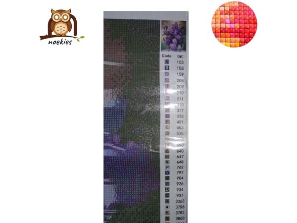 nr 11 Diamond Painting bloemen lila paars 50x40cm (vierkant)