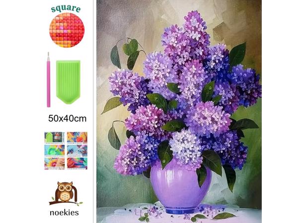 nr 11 Diamond Painting bloemen lila paars 50x40cm (vierkant)