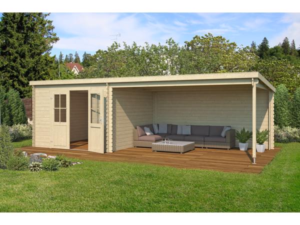 Blokhut met overkapping St. Louis 681x292 Onbehandeld vuren