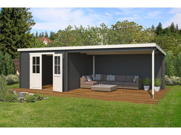 Blokhut met overkapping St. Louis 681x292 Onbehandeld vuren