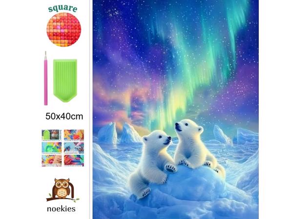 nr 18 Diamond Painting ijsberen 50x40cm (vierkant)