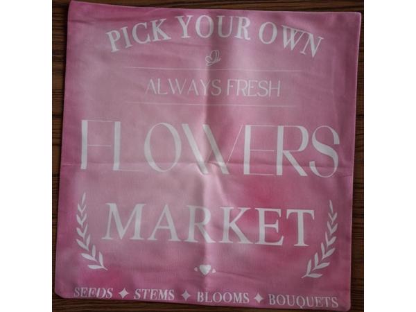 Set van 4 kussenhoezen tulp en fiets lichtroze groen 45x45cm