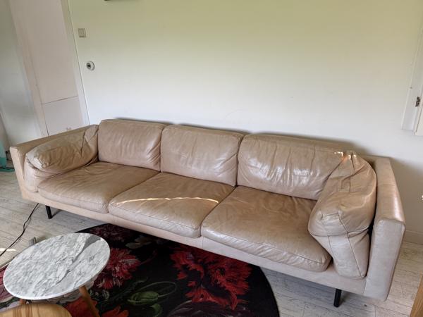 Aangeboden Lange leren bank 1.70m