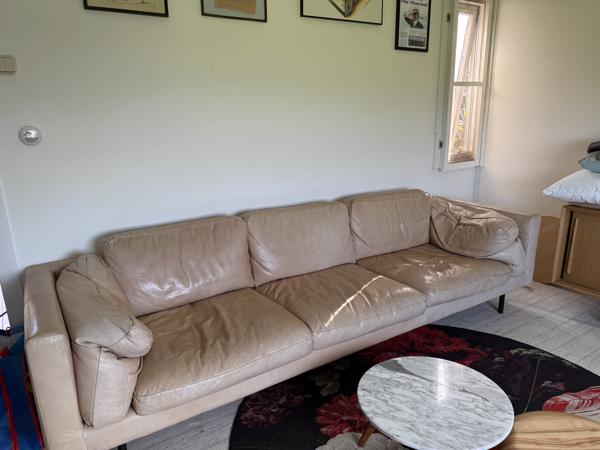 Aangeboden Lange leren bank 1.70m