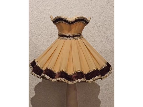 Vintage Tafellamp - Albast & Messing Voet - Geplooide Kap