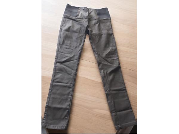 Elastische stretch broek bruin met hoge taille band L