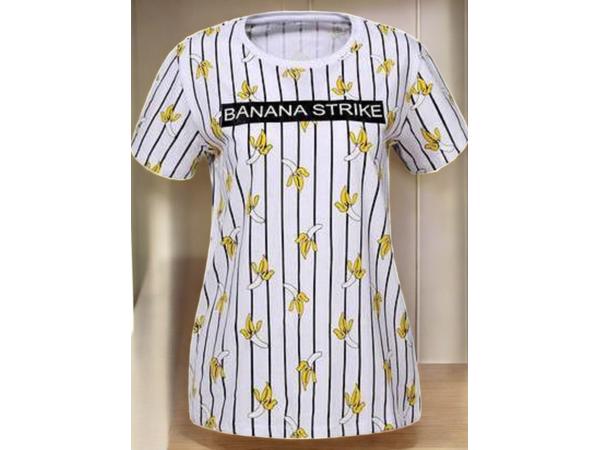 Glo-story strak getailleerd t-shirt wit banana strike S