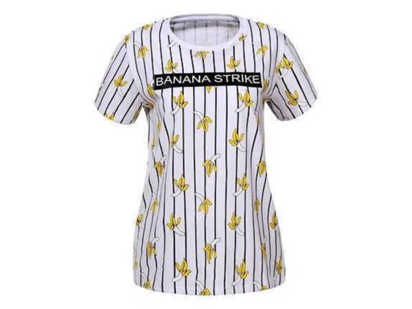 Glo-story strak getailleerd t-shirt wit banana strike S