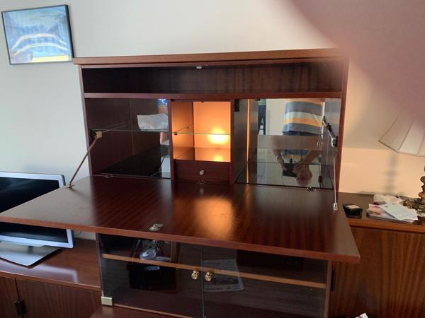 Vintage wandkast mahonie 3 onderdelen