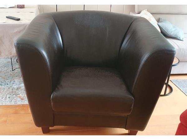 Leren bruine fauteuil