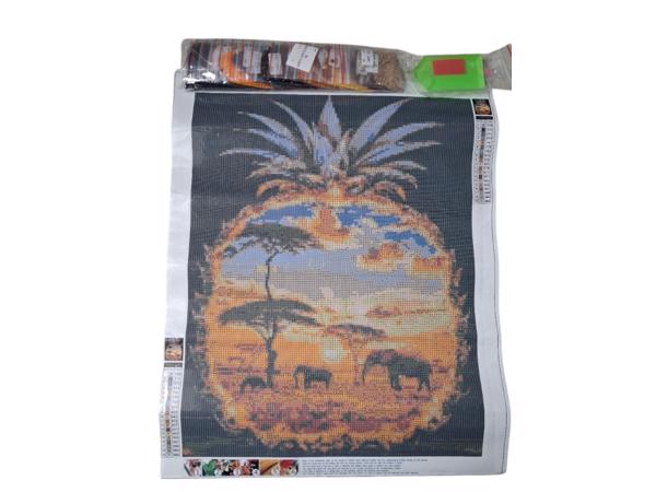 nr 47 Diamond painting Olifanten ananas 50x40cm (vierkant)