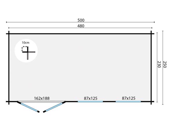 Blokhut - Tuinhuis Justine | 40 mm | vuren onbehandeld