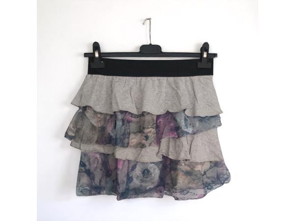 Mini rok met laagjes van kant grijs L/XL