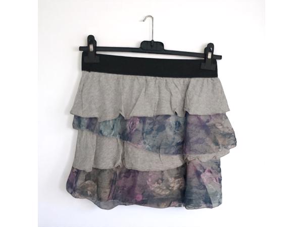 Mini rok met laagjes van kant grijs L/XL