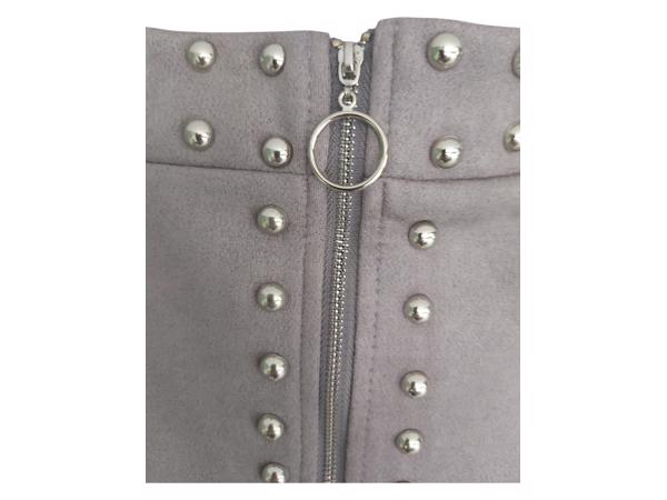 Emmash Paris suede zachte rok grijs met zilveren studs L