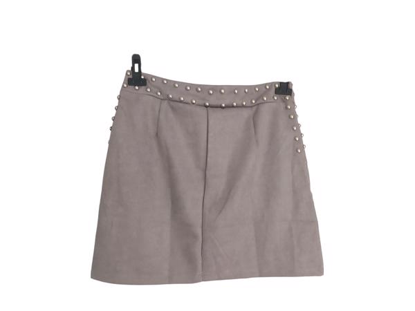 Emmash Paris suede zachte rok grijs met zilveren studs L