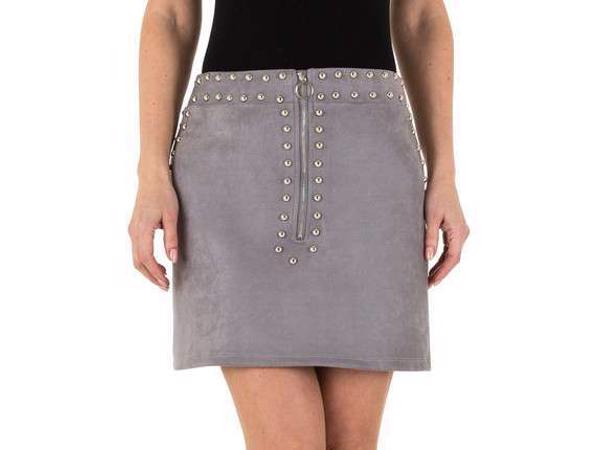 Emmash Paris suede zachte rok grijs met zilveren studs L