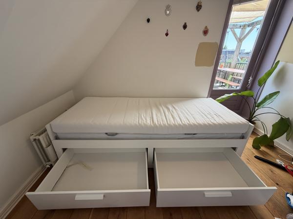 IKEA BRIMNES Bedbank met 2 lades & 2 matrassen (160x200 cm)
