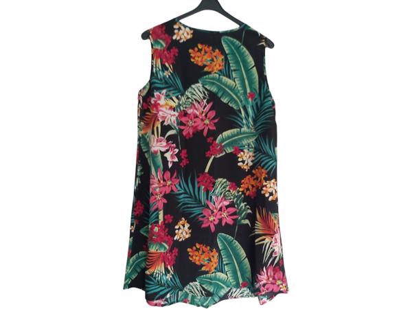 Luchtige zomerjurk zwart groen oranje rood L