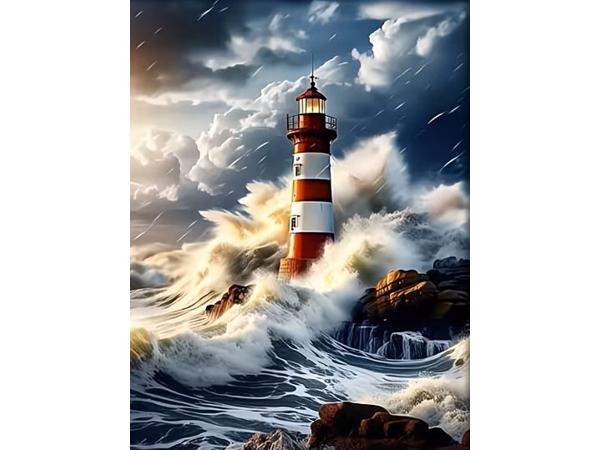 nr 74 Diamond Painting robuust strand zee 50x40cm (rond)