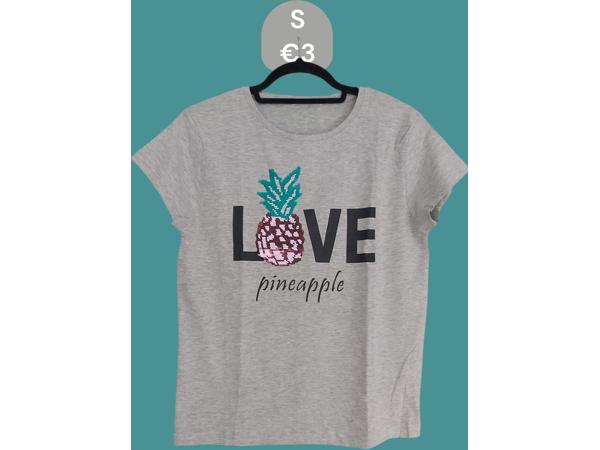 Glo-story t-shirt grijs love pineapple S