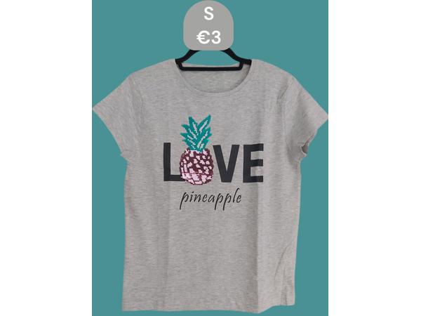 Glo-story t-shirt grijs love pineapple S