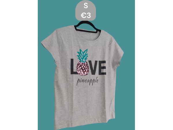 Glo-story t-shirt grijs love pineapple S