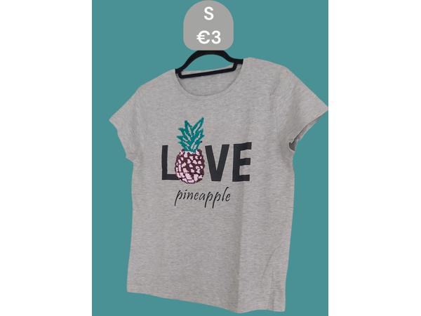 Glo-story t-shirt grijs love pineapple S