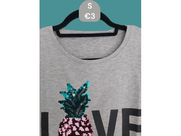 Glo-story t-shirt grijs love pineapple S