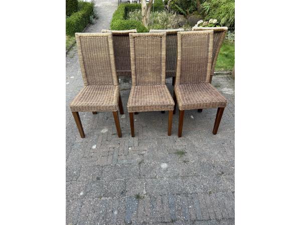 Eethoek stoelen van riet voor binnen 6 stuks