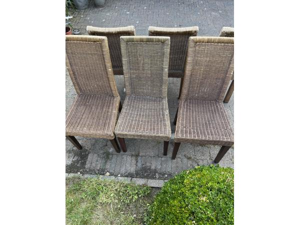 Eethoek stoelen van riet voor binnen 6 stuks