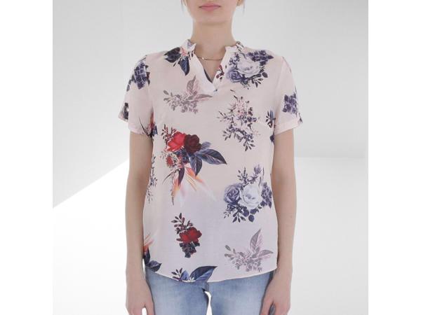 Metrofive bloemen shirt vhals lichtroze XL/42