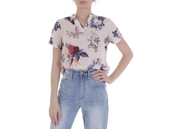 Metrofive bloemen shirt vhals lichtroze XL/42