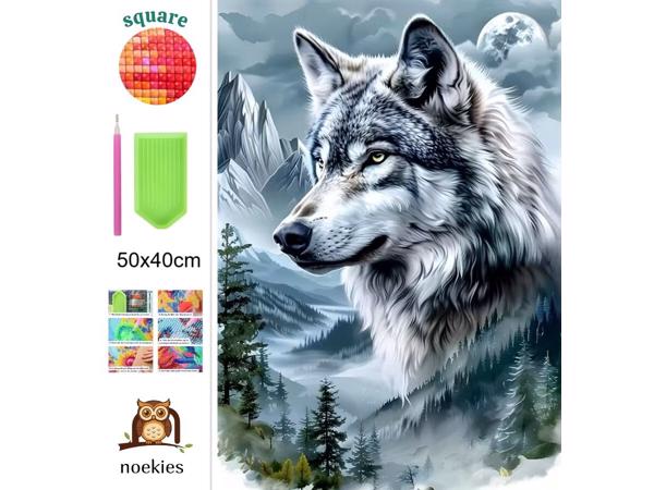 nr 21 Diamond Painting wolf 50x40cm (vierkant)