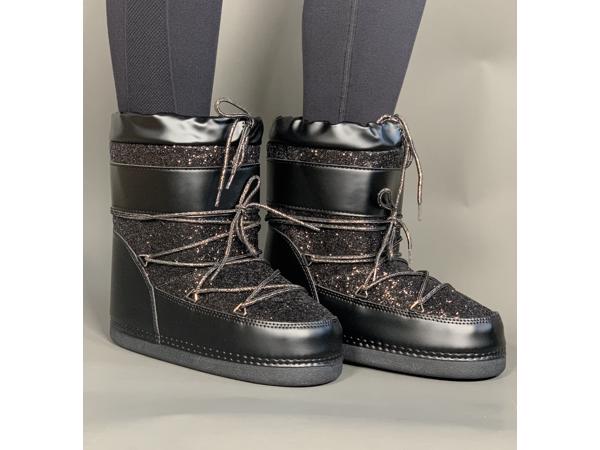 Snowboots glitter zwart dames