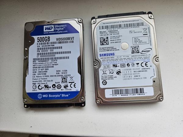 Twee harde schijven 250Gb + 500Gb