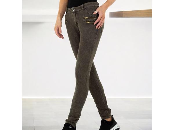 Metrofive zachte skinny broek khaki S/36