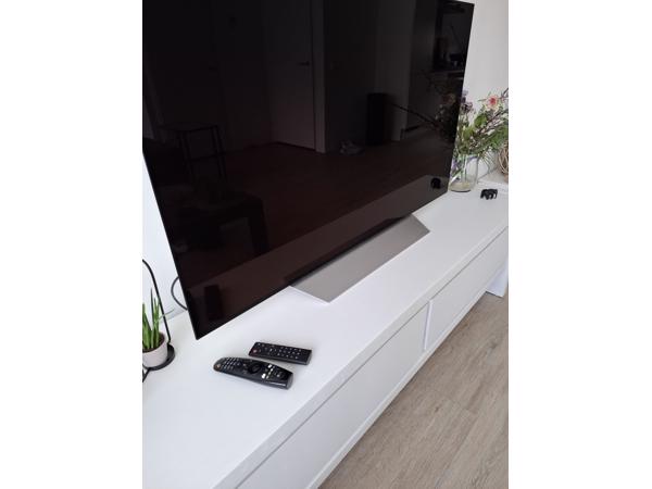 Witte massief houten (tv) dressoir met 2 lades