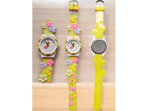 Horloge voor Kinderen - Bloemen - Kast 32 mm - Geel