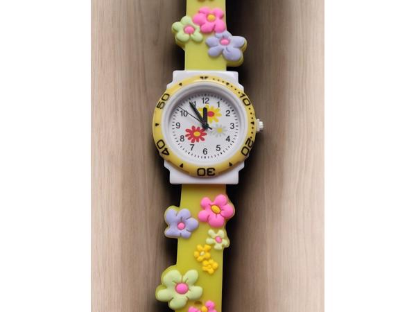 Horloge voor Kinderen - Bloemen - Kast 32 mm - Geel