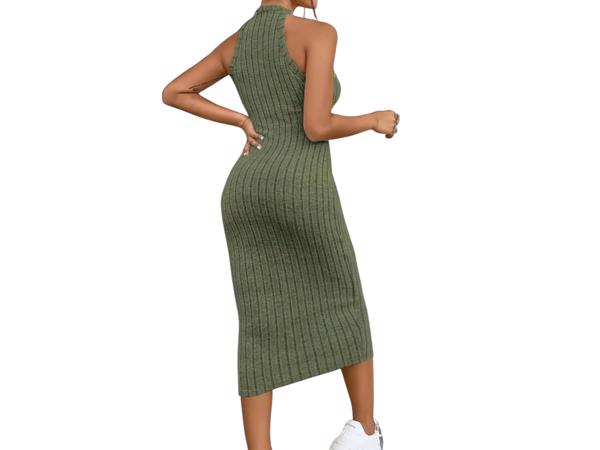 Stretch jurk mouwloos khaki XXL